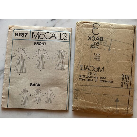 1990's McCall's Misses' Dress Pattern 6187 Size 20-22-24 UNCUT Business Pro - Picture 5 of 5